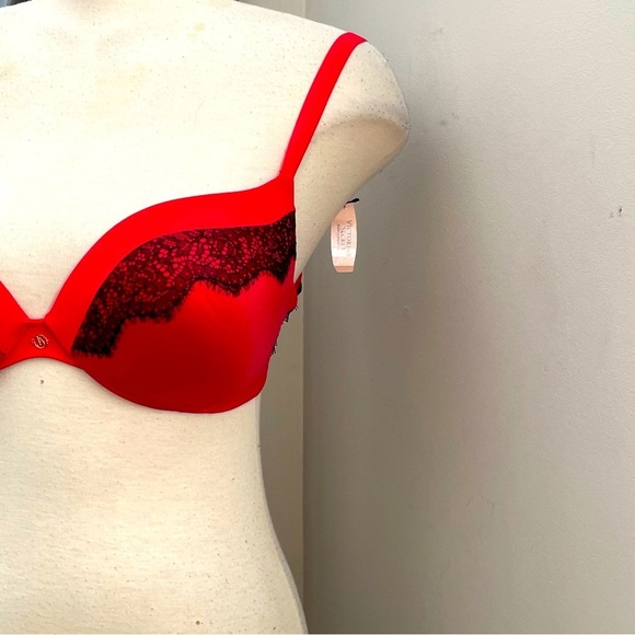 Victoria's Secret Bra Red and Black Lace 34D - Picture 4 of 8